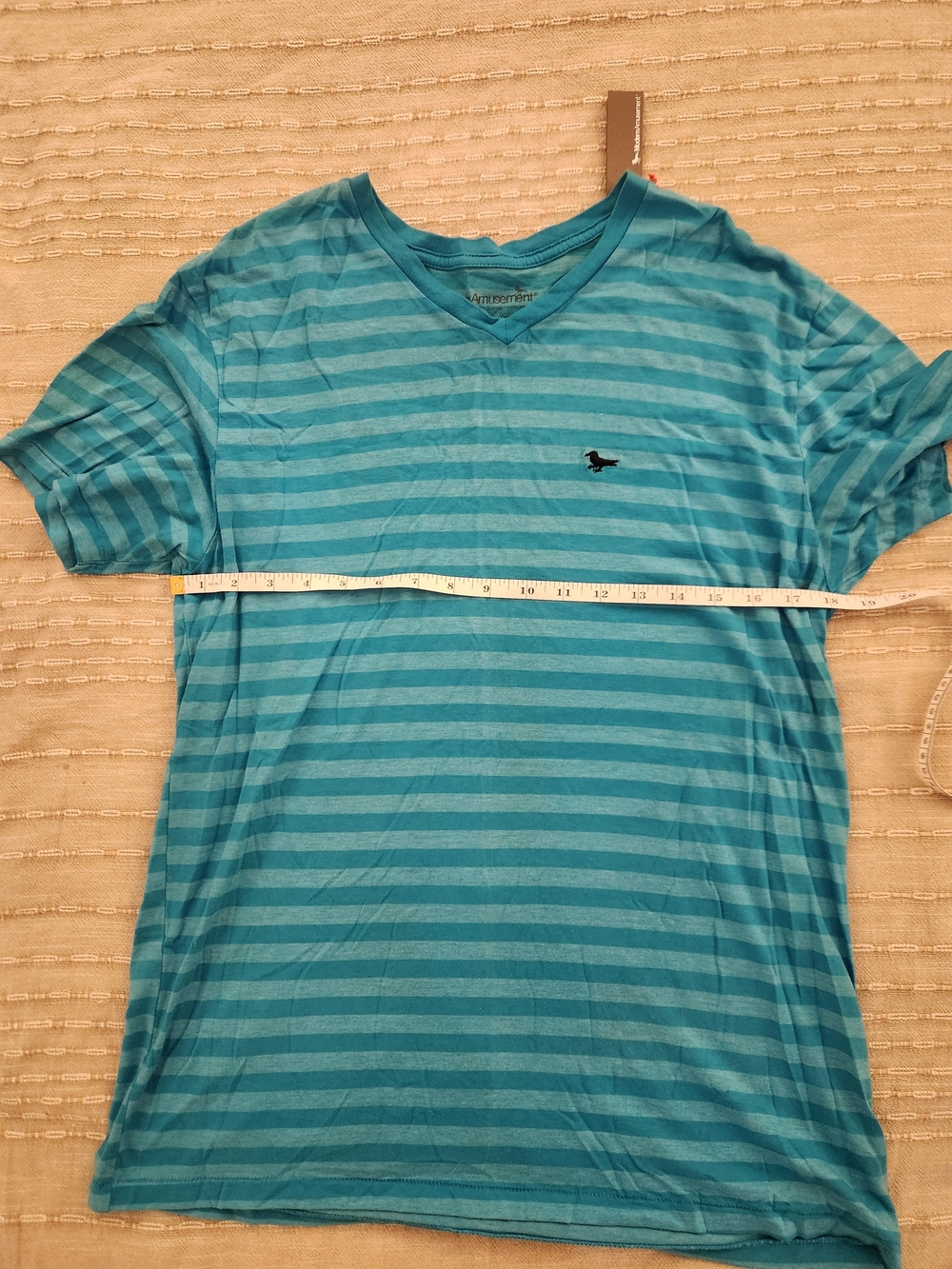 NWT Modern Amusement Teal Striped V-Neck Tee